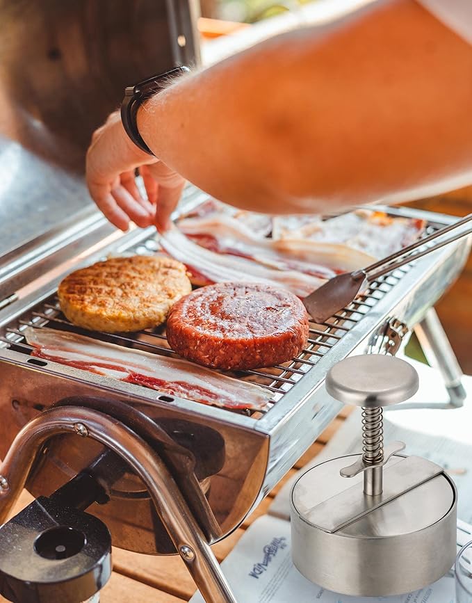 Burger Press, Adjustable Hamburger Patty Maker 4.2" Stainless Steel Hamburger Press Patty Making Molds Patties for Beef, Vegetables, Meat, BBQ Barbecue Homemade Hamburger