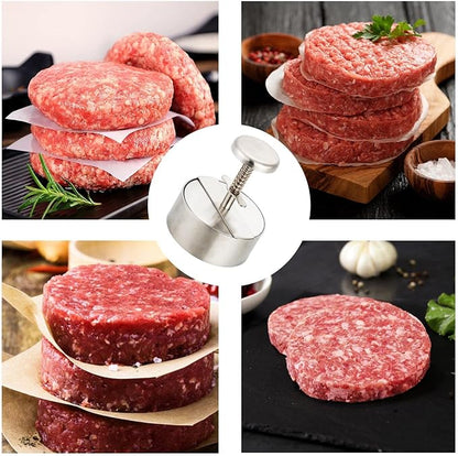 Burger Press, Adjustable Hamburger Patty Maker 4.2" Stainless Steel Hamburger Press Patty Making Molds Patties for Beef, Vegetables, Meat, BBQ Barbecue Homemade Hamburger