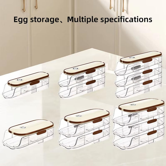 1 piece, egg storage box, automatic rolling refrigerator egg rack storage, hand-held egg refrigerator side door storagerack