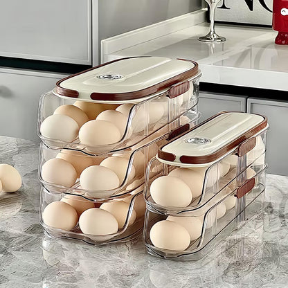 1 piece, egg storage box, automatic rolling refrigerator egg rack storage, hand-held egg refrigerator side door storagerack