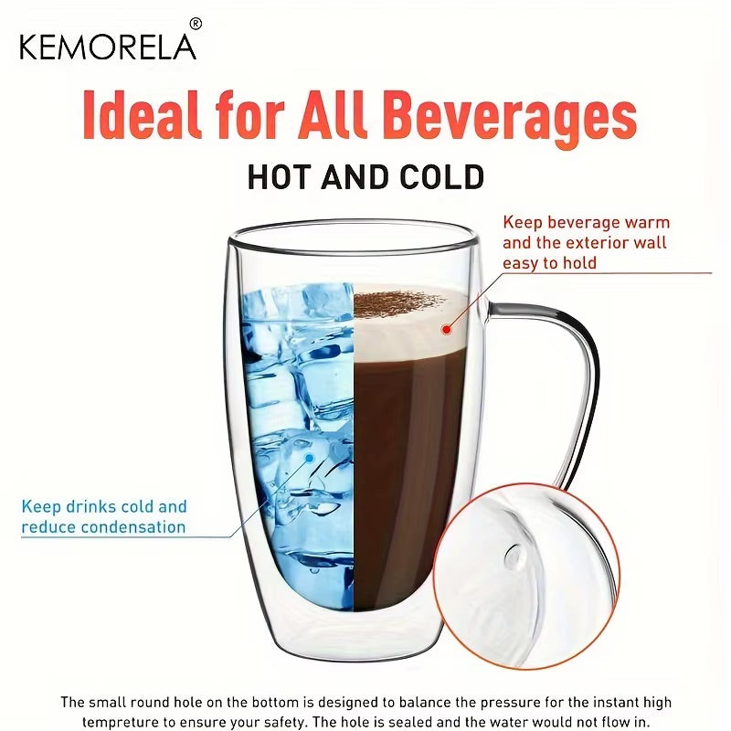 2/4/6PCS 150-350ML Double Wall Glass Heat Resistant High Borosilicat Coffee Mug With Handle Transparent Glass Cappuccino Cup Coffee Milk Tea Juice Tea Cup