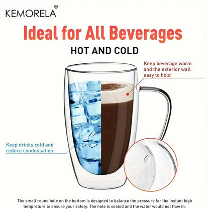2/4/6PCS 150-350ML Double Wall Glass Heat Resistant High Borosilicat Coffee Mug With Handle Transparent Glass Cappuccino Cup Coffee Milk Tea Juice Tea Cup