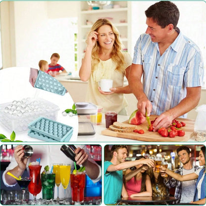 Round Ice Cube Tray with Lid & Bin Ice Ball Maker Mold for Freezer with Container Mini Circle Ice Cube Tray Making 66PCS Sphere (Copy)