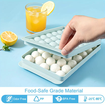 Round Ice Cube Tray with Lid & Bin Ice Ball Maker Mold for Freezer with Container Mini Circle Ice Cube Tray Making 66PCS Sphere (Copy)