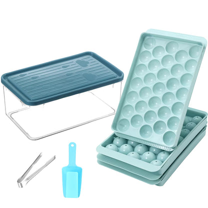 Round Ice Cube Tray with Lid & Bin Ice Ball Maker Mold for Freezer with Container Mini Circle Ice Cube Tray Making 66PCS Sphere (Copy)