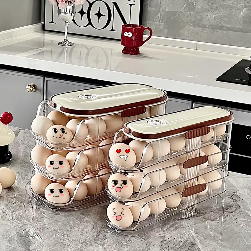 1 piece, egg storage box, automatic rolling refrigerator egg rack storage, hand-held egg refrigerator side door storagerack