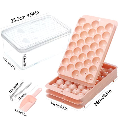 Round Ice Cube Tray with Lid & Bin Ice Ball Maker Mold for Freezer with Container Mini Circle Ice Cube Tray Making 66PCS Sphere (Copy)